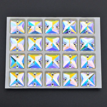 JUNAO 12 14 16 22 мм, Шевни Квадрат Кристали K9 Crystal AB Цвят на Необичайни Камъни-Плоска Задната Пришивная Кристален Страза за Бродерия